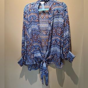 Free People beautiful blue wrap top